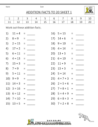 Die arbeitsblätter können sowohl von lehrern als auch von schülern benutzt werden, egal ob für die nachhilfe, zu hause, in der schule. Math Addition Facts To 20 20 Matheaufgaben Erste Klasse Rechnen Lernen