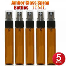 5pcs 10ml Refillable Amber Glass Spray Bottles Essential Oil Atomiser Wish