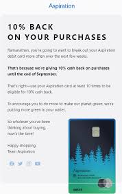 The aspiration zero card is designed to help you reduce your carbon footprint and reward you for it. Expired Targeted Aspiration Earn 10 Cashback On All Purchases Up To 250 In Spend Doctor Of Credit