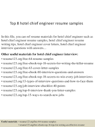 top 8 hotel chief engineer resume samples