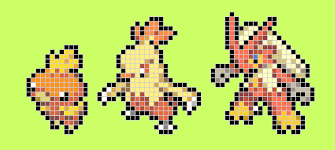 Torchic Combusken Blaziken Sprite Hama Beads Pokemon Perler Beads Tiny Cross Stitch Pixel Art
