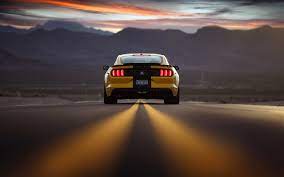 Download Wallpapers Ford Mustang 2018 Rear View Sports Coupe Road Mountains Sunset American Sports Car Ford Besthqwallpapers Com Ford Mustang Ford Mustangs Mustang