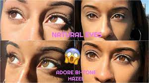 Color tints are deeper, opaque tints that will alter the eye color type completely. Best Colored Contact Lenses Adore Bi Tone Hazel Lenses On Light Brown E Contact Lenses Colored Best Colored Contacts Brown Contact Lenses