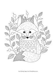 Fox picture for coloring and printing. Fox With Leaves Coloring Page Free Printable Pdf From Primarygames