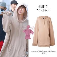 Very Requested Jin Is Wearing Puma Fenty By Rihanna Oversized Hoodie With Side Lacing Pric Gaya Model Pakaian Korea Gaya Model Pakaian Model Pakaian