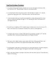 These will help you easily understand angle of elevation. Trig Word Problems Worksheet 1 1 Pdf Trig Word Problems Worksheet 1 At A Point On The Ground 50 Meters From The Foot Of A Tree The Angle Of Course Hero