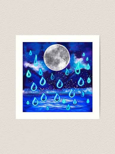 Blue Moon at midnight - Full moon in the rain, midnight landscape with  raindrops falling into Water" Art Print for Sale by Artonmytee | Redbubble
