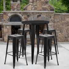 Several of these tables are bar height, which is ideal for restaurants with an outdoor bar. 30rd Black Metal Bar Set Ch 51090bh 4 30sqst Bk Gg Stackchairs4less Com