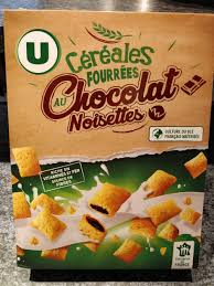 Cereales Fourrees Au Chocolat Noisette Super U 375 Grammes