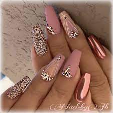Rose gold glass mermaid nails. Rose Gold Quinceanera Inspiration For Your Quince Mi Padrino Rose Gold Nails Design Gold Nail Designs Rose Gold Nails