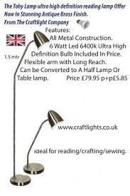 Toby Daylight Ultra High Definition Floor Lamp In Antique Brass Finish Metal Construction Lamp Reading Lamp