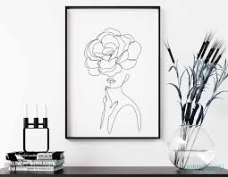 Abstract Woman Portrait Line Illustration Flower Woman Line Art Black And White Print Minimalist Art Prin Minimalist Art Print Line Art Drawings Minimalist Art