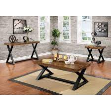 The versatile design features a beautiful mango wood top and a chic x base in a rustic black finish, creating a look that suits any color palette. Wesling Oak Coffee Table Home Furniture Direct