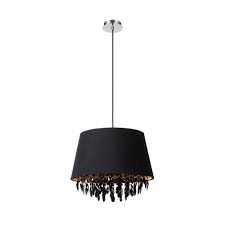 White drum shade crystal ceiling chandelier pendant light. Lucide 78368 45 30 Dolti 45cm Black And Gold Fabric Shade Crystal Drum Ideas4lighting