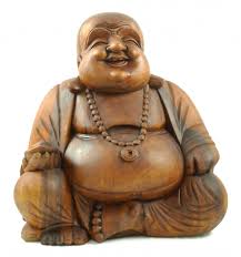 Signification de la statue du bouddha rieur avec les perles de sagesse. Sculpture Du Bouddha Chinois Rieur En Bois De Suar Teinte 40cm