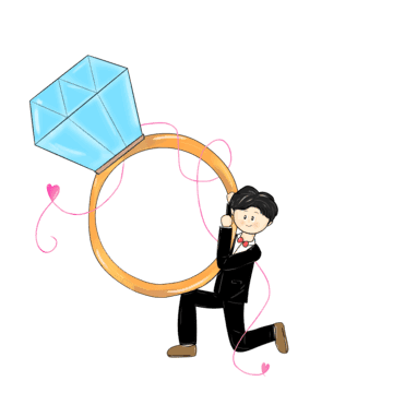 The Cartoon Guy Kneeling To Propose With A Big Diamond Ring, Diamond Clipart, Ring Clipart, Cartoon Clipart PNG Transparent Clipart Image and PSD File for Free Download