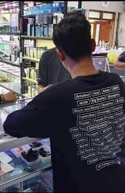 this guy definitely didnt know the meanings of the words which on his back  : rfunny
