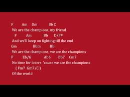 Ab/bb bbm7b5 bb7 c7 and i mean to go on, and on, and on, and on. We Are The Champions By Queen Lyrics Chords Youtube