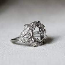 Reserved Stunning Vintage Platinum Diamond Setting Mounting Etsy Diamond Settings Diamond Wedding Rings Platinum