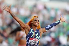 Sha'carri richarson reacts after finishing last in the 100m race during the wanda diamond league prefontaine classic at hayward field on august 21, 2021 in eugene, oregon. Sha Carri Richardson Debuts Sangria Red Hair At The 2021 Espy Awards See Photos Allure
