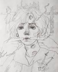 I M Happy Now But I M Also Unhappy I M Looking At Myself Selfportrait Artistsofig Drawing Drawings Art Female Sketch