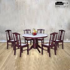 Greystone 7pc dining set (round table & 6 side chairs) new! Marble Top With Solid Wood Round Table Base 1 6 Dining Table Kedai Perabot Sin Hup Fatt Ipoh