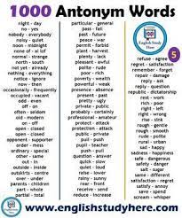 1000 Opposite Antonym Words List Antonyms Words List Learn English Words English Words