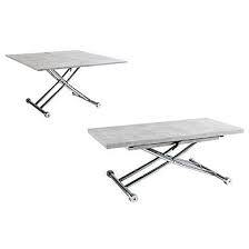 Table Relevable 2 En 1 Lilian Imitation Beton Et Chrome Table Relevable Mobilier De Salon Table Basse