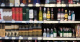 Blurry Wine Store In Supermarket Ad Wine Blurry Supermarket Store Ad Wine Store Blurry Stock Photos
