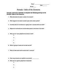 Periodic Table Worksheet 8th Grade Science Science Vocabulary Science Classroom