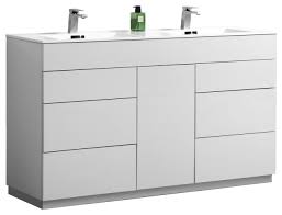 Bathroom interior ensuite bathroom modern luxury bathroom round mirror bathroom interior design studio bespoke interiors bathroom vanity designs bathroom cleaning. Milano 60 Double Sink Floor Mount Modern Bathroom Vanity Modern Bathroom Vanities And Sink Consoles By Us Bathroom Store Houzz