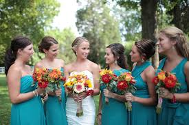 Sunflower burlap turqouise bridesmaids wedding bouquets pictures. Red And Teal Wedding Ideas Archives Southern Weddings