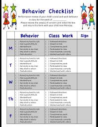 My Weekly Behavior Checklist For Students Social And