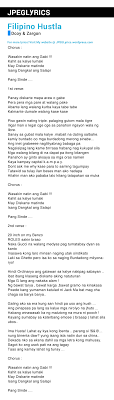 Uh, chocolato gelato, i loved my ice cream i used to love thеm nice things now i don't chase all thesе things and yes i know that christ is king! Filipino Hustla By Dcoy Zargon Lyrics Jpeg Lyrics