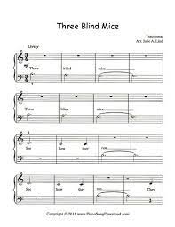 Three Blind Mice Free Sheet Music For Piano Sheet Music Piano Sheet Music Free Sheet Music