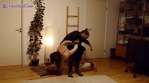 Submissive girl lead on leash: Spanked, Nipple clamps & having fun