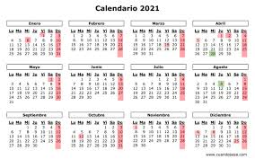 Página con los calendarios laborales correspondientes a 2021. Calendario Laboral Y De Festivos En 2021 Gasteiz Hoy