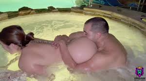 Angela White in skimpy bikini making out in hot tub - sexy foreplay