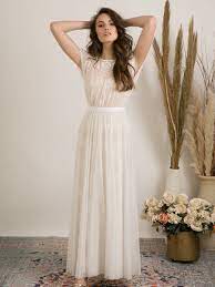Modern Casual Lace Bohemian Wedding Dress Unique Etsy In 2021 Casual Wedding Dress Bohemian Wedding Dress Lace Boho Wedding Dress