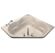 Get free shipping on qualified kohler corner bathtubs or buy online pick up in store today in the bath department. Kohler K 1144 55 Innocent Blush Proflex Collection 60 Corner Jetted Bath Tub With Center Drain Faucetdirect Com
