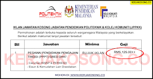 Jawatan Kosong Jabatan Pendidikan Politeknik Kolej Komuniti Jppkk