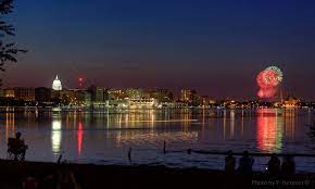 Need to compare more than just two places at once? Rhythm Booms Fireworks Show And Madison Skyline Viewed From Olin Park Across Lake Monona Mapio Net
