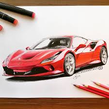 Ferrari F8 Tributo Drawing Car Drawings Automotive Art Tuner Cars