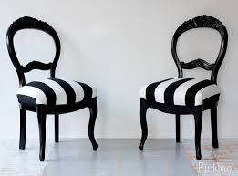Black And White Striped Vanity Chair Pair Of Black White Stripe Rose Carved Balloon Back Chairs 500 00 Via Etsy Victorian Chair Black And White Furniture Black And White Chair