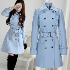 All saints classic camel brown trench coat xs/s button closure long sleeve. Korea New Style Women Sky Blue Military Coat Jackets Jacket Ebay Model Pakaian Pakaian Model