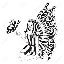 Most relevant best selling latest uploads. Hand Drawn Black And White Butterflies With Beautiful Fairy Royalty Free Cliparts Vectors And Stock Illustration Image 101213283