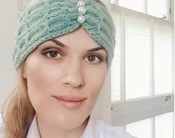 Knitted Headband With Pearls, Knitted Headband for Women,warm Headband,  Earwarmer Headband, Knit Headwrap, Women Headband,non Slip Headband