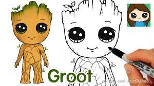 Since he is a tree root, he will need details at the head of the head that will create a grainy look. How To Draw Groot Easy Guardians Of The Galaxy Youtube