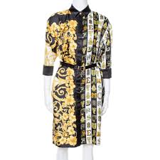 Check spelling or type a new query. Versace Black Hibiscus Print Silk Belted Shirt Dress 8 Off Cash Back