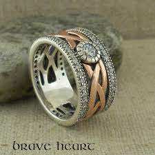 Celtic Brave Heart Ring Silver 10k Gold With Cz Basil Ltd Irish Celtic Gold Bar Earrings Silver Heart Ring Celtic Wedding Rings
